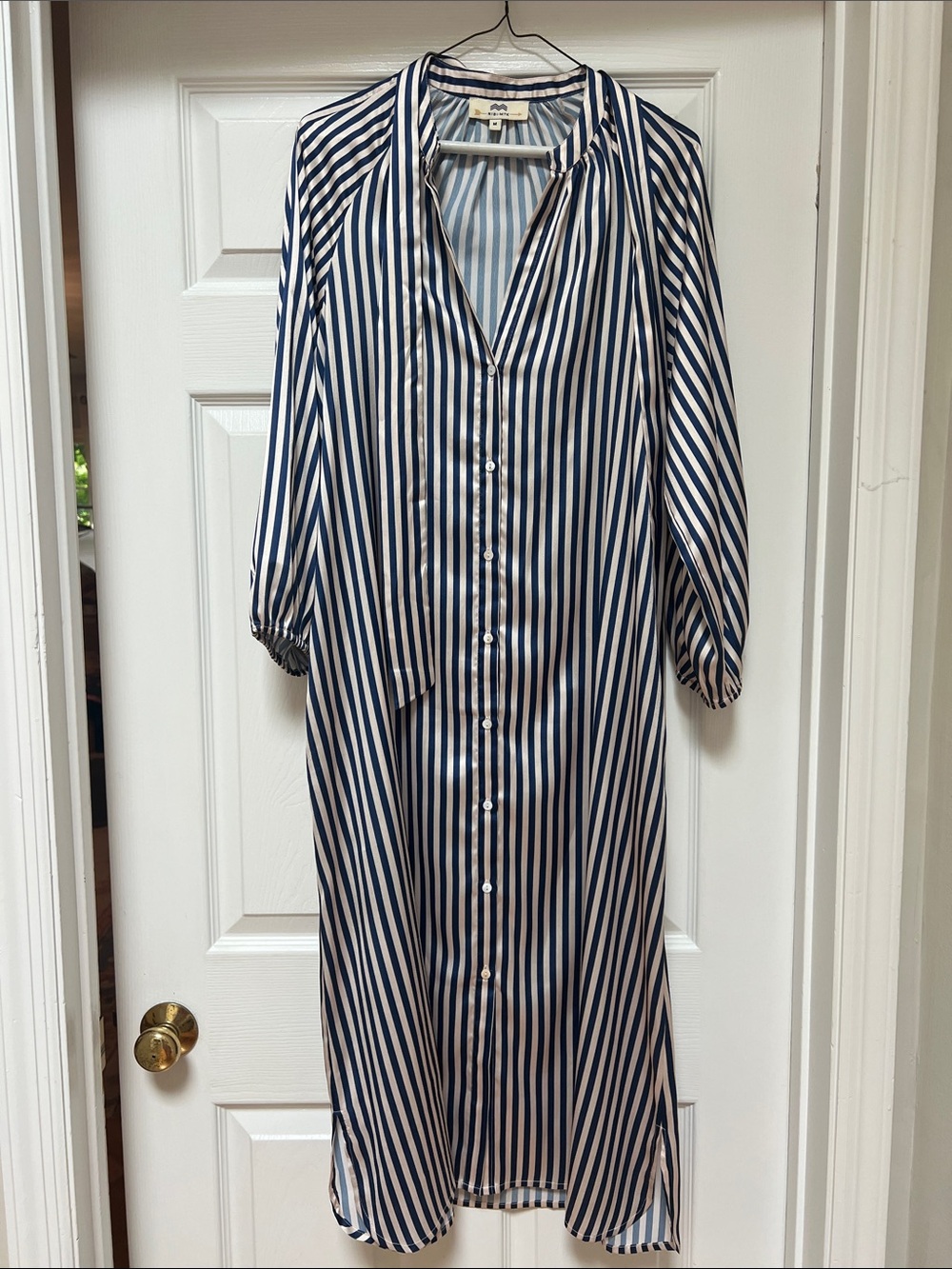 Striped Navy & White Midi Shirt Dress